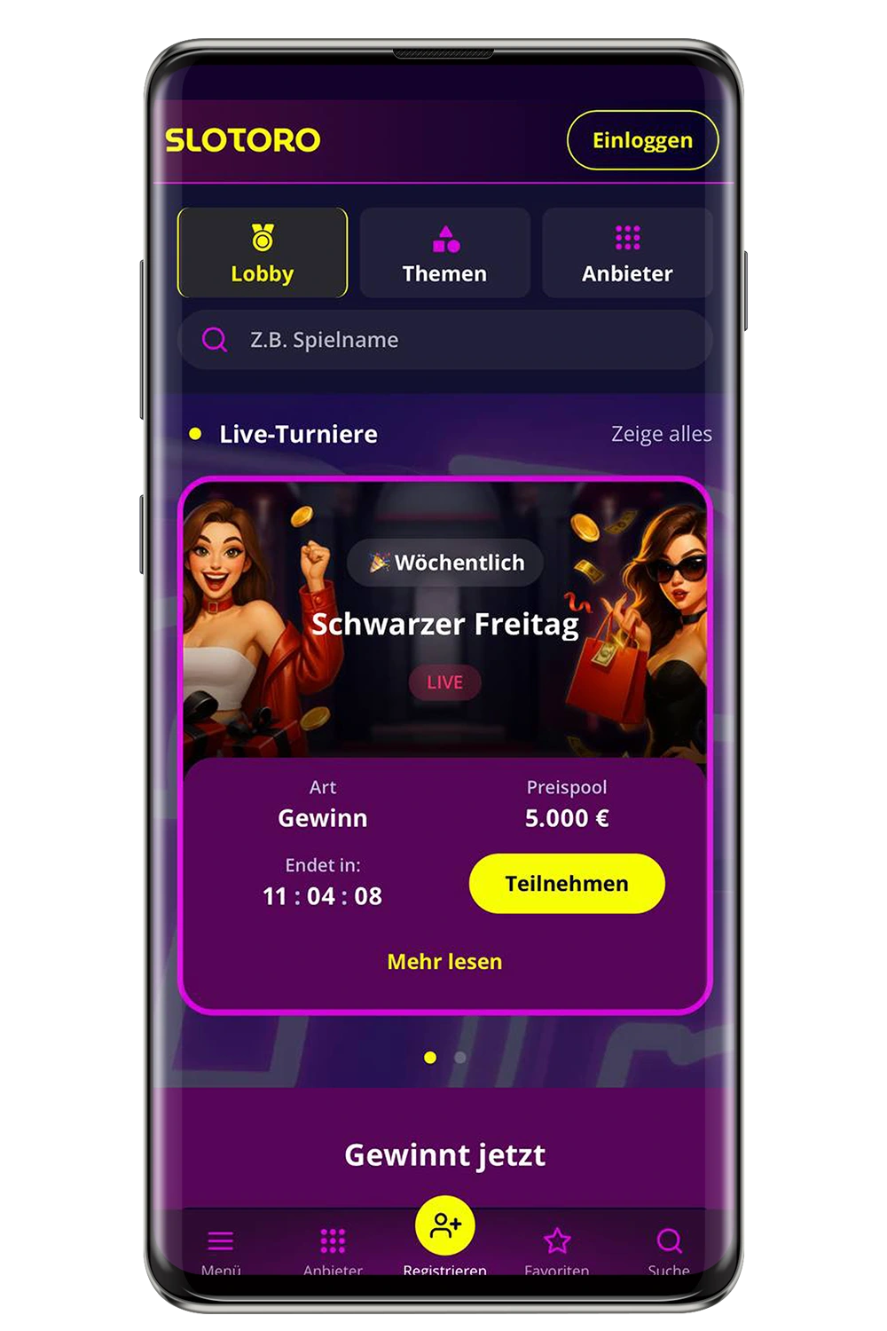 Screenshot von der offiziellen Website